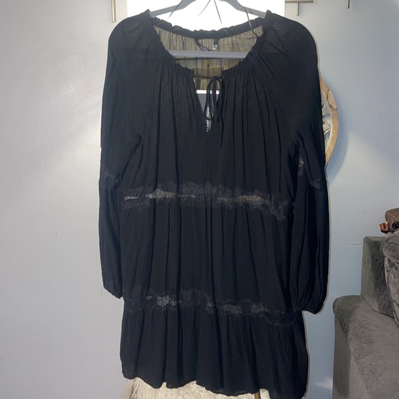 Black bohemian Lenin and lace Minnie dress - Picture 4 of 4